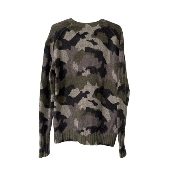 360 Cashmere Camouflage Green Gray Vneck Long Sleeve Sweater Womens XSmall - Picture 5 of 5